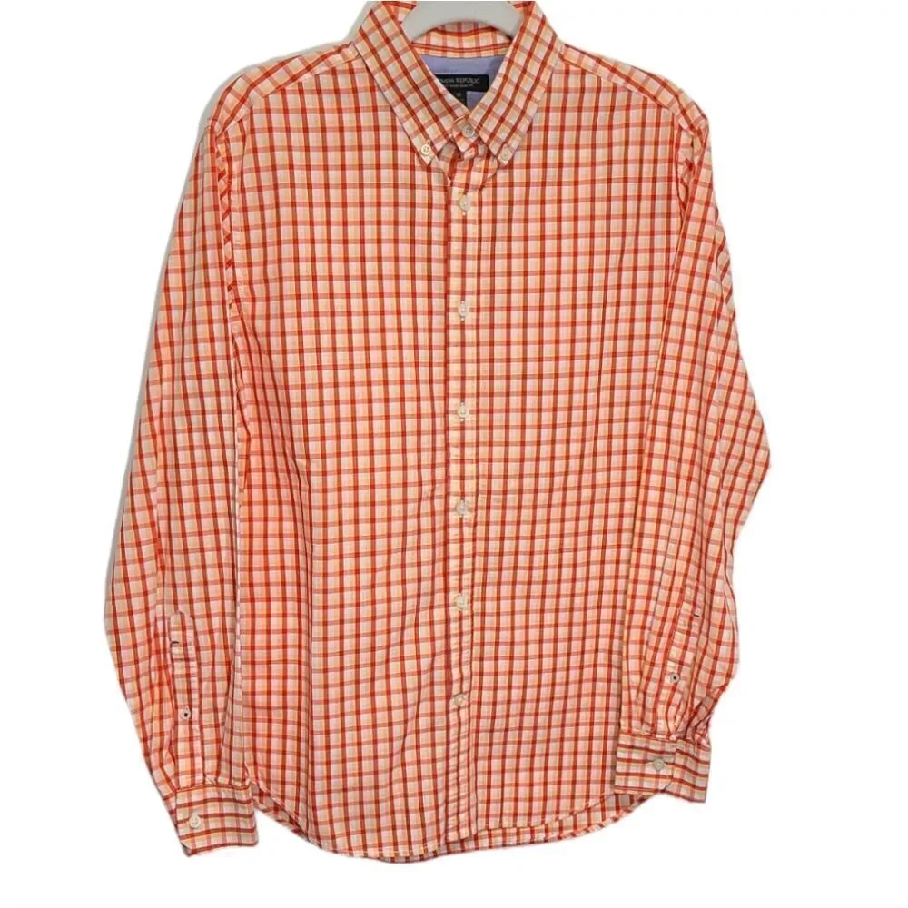 Banana Republic Men's Orange Button Down‎ Cotton Casual Shirt Size Medium